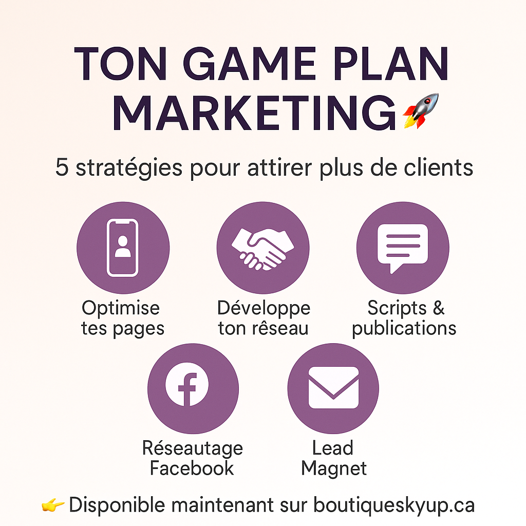 Marketing Game Plan Stratégies – Le plan étape par étape pour développer ta visibilité et attirer plus de clients