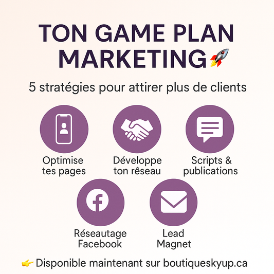 Marketing Game Plan Stratégies – Le plan étape par étape pour développer ta visibilité et attirer plus de clients